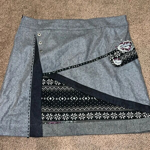 L33 by Virginie & Moi Black‎ Abstract grey purple mixed media anthropologie mini
